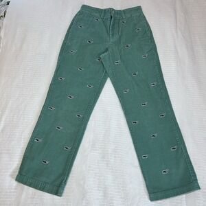 Vineyard Vines Boys 14 Green Corduroy Pants Embroidered Whale Preppy Classic